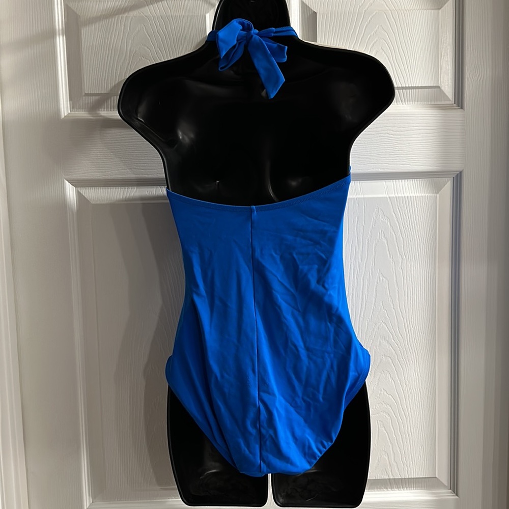 Blue retro one piece women’s swimsuit - Picture 5 of 6